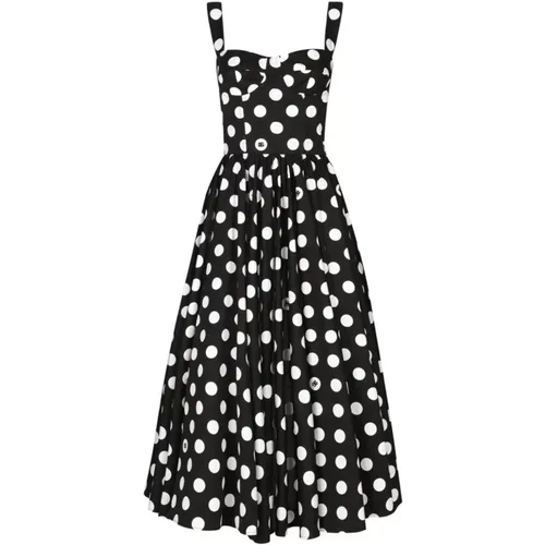 Polka Dot Corset Style Dress , female, Sizes: M - Dolce & Gabbana - Modalova