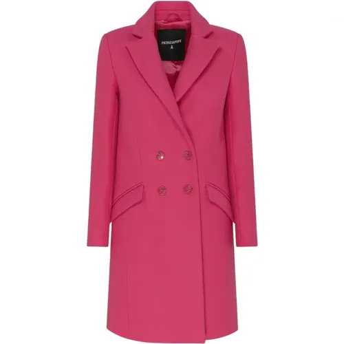 Double-Breasted Coats, female, , Size: L Fuchsia Double-Breasted Coat - PATRIZIA PEPE - Modalova