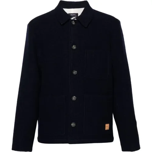 Navy Wool Blend Jacket , male, Sizes: XL, M, L - A.p.c. - Modalova