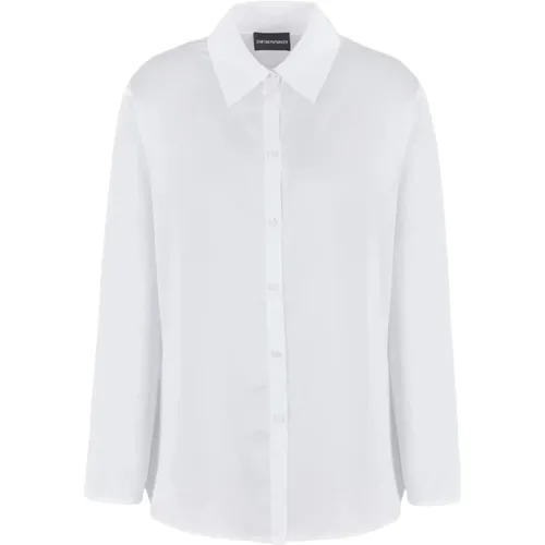 Satin Crepe Classic Collar Shirt , Damen, Größe: L - Emporio Armani - Modalova