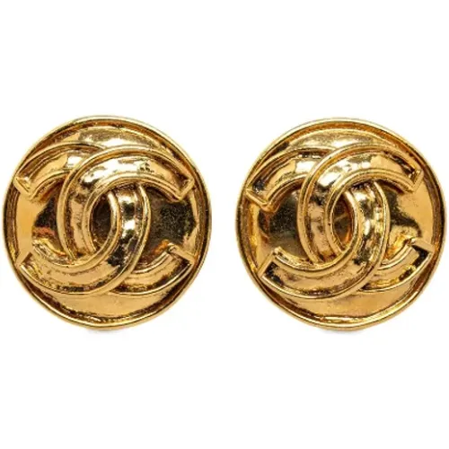 Pre-owned Gold earrings , female, Sizes: ONE SIZE - Chanel Vintage - Modalova