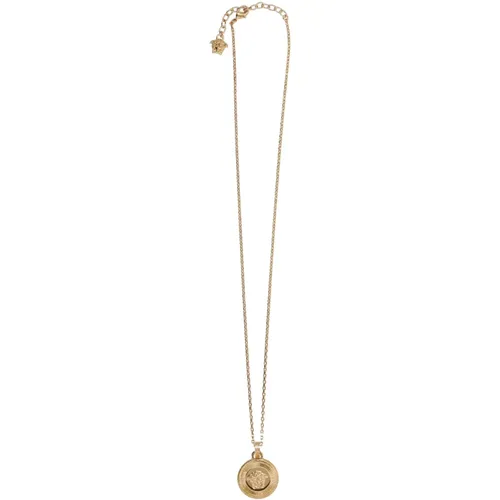Medusa Coin Necklace Gold Jewelry , male, Sizes: ONE SIZE - Versace - Modalova