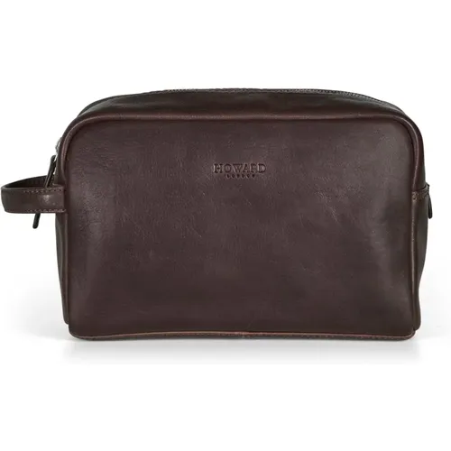 Dark Leather Travel Washbag , male, Sizes: ONE SIZE - Howard London - Modalova