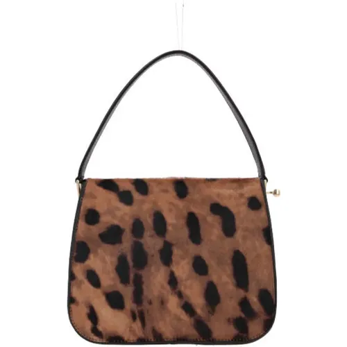 Animal Print Handbag with Leather Trim , female, Sizes: ONE SIZE - Salvatore Ferragamo - Modalova