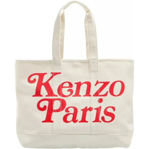 Tote Bags, female, , Size: ONE SIZE Canvas Large Tote Bag Ecru - Kenzo - Modalova