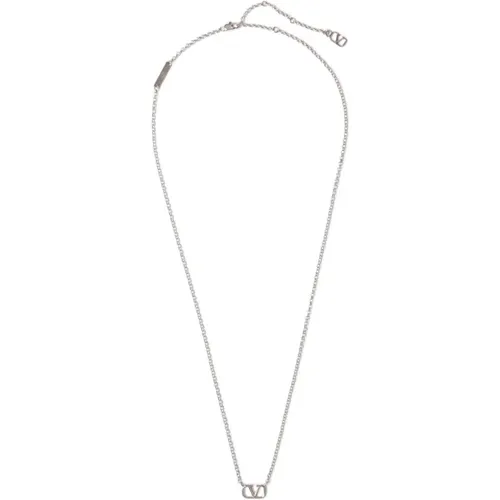 Necklaces, male, , Size: ONE SIZE Bijoux Silver VLogo Signature Necklace - Valentino Garavani - Modalova