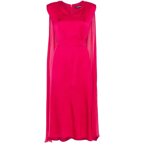 Elegant Cape Midi Dress with V-Neck , female, Sizes: S, XS - Karl Lagerfeld - Modalova