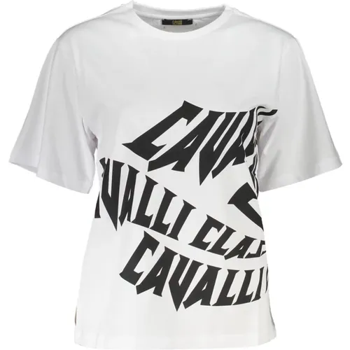 Kurzarm Slim Fit Rundhals T-Shirt , Herren, Größe: S - Cavalli Class - Modalova