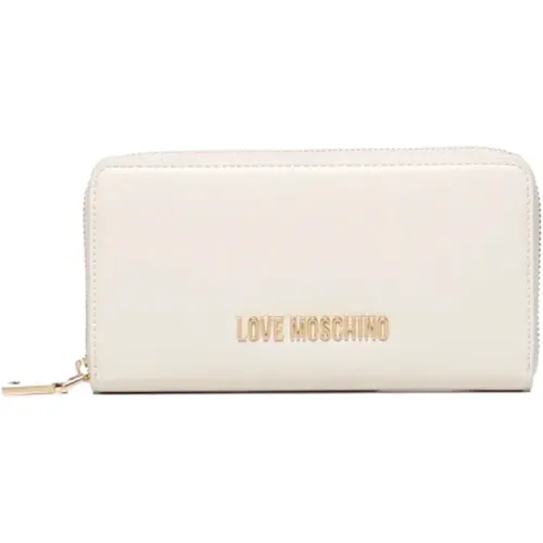 Weiße Geldbörse mit Reißverschluss , Damen, Größe: ONE Size - Love Moschino - Modalova