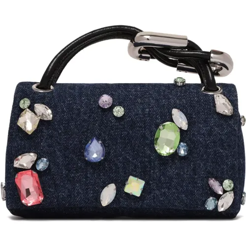 Handbags, female, , Size: ONE SIZE Jewelled Denim Small Bag - Marc Jacobs - Modalova