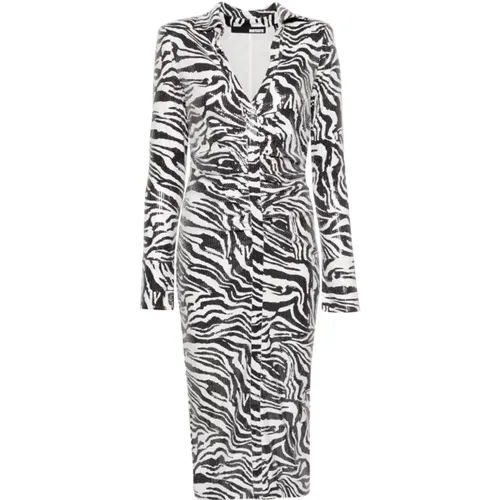 Zebra Print Sequins Midi Shirt Dress , female, Sizes: XS, M, S - Rotate Birger Christensen - Modalova