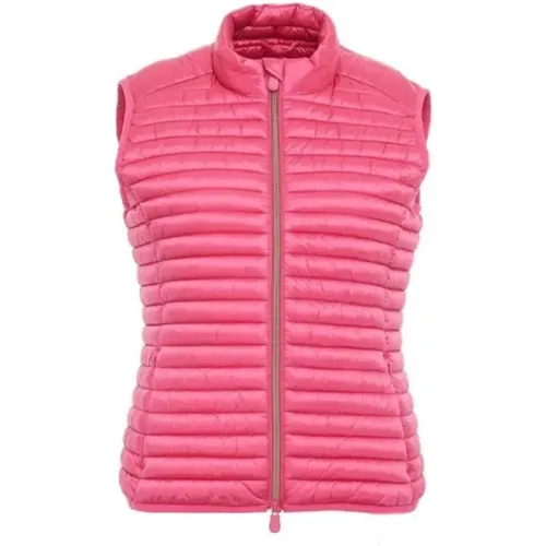 Fuchsia Sleeveless Jacket with Gold Zipper , female, Sizes: S, XL - Save The Duck - Modalova