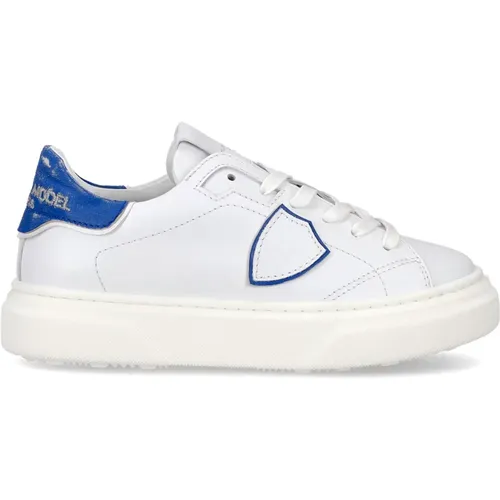 Blau Weiße Junior Tennisschuhe,Niedriger Baby Sneaker mit 90er Jahre Mode Inspiration - Philippe Model - Modalova