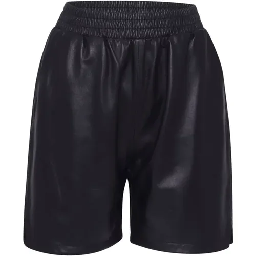 Schwarze Leder-Slip-On-Shorts , Damen, Größe: L - Oakwood - Modalova