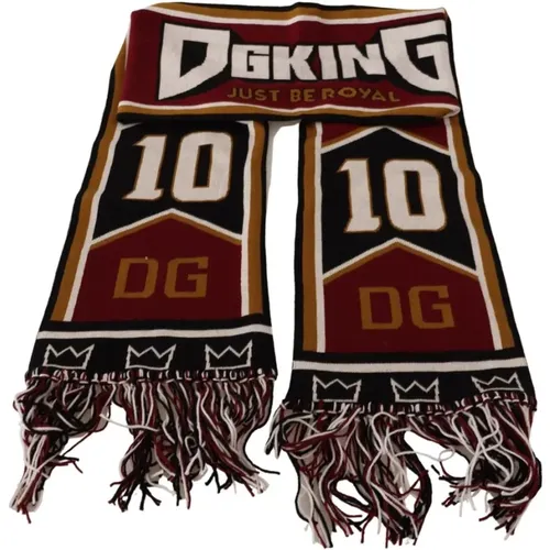 Winter Scarves, male, , Size: ONE SIZE DG King Wool Scarf with Crown - Dolce & Gabbana - Modalova