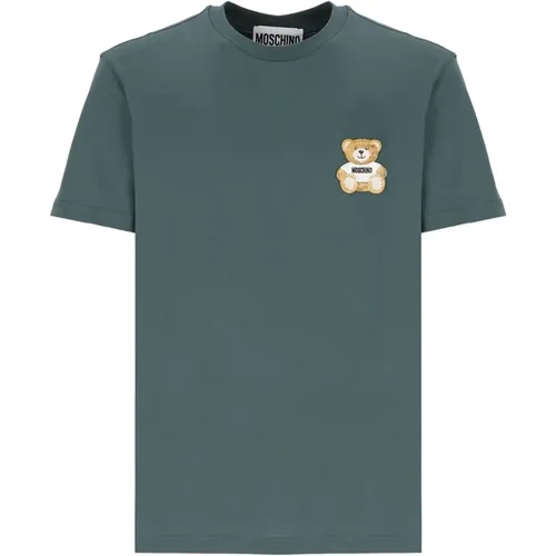Grünes Teddybär-Logo T-Shirt - Moschino - Modalova