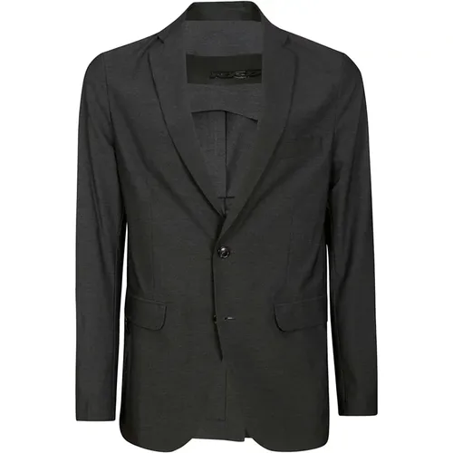 Grey Button-Up Blazer with Pockets , male, Sizes: 2XL, M, XL, L, 3XL - RRD - Modalova