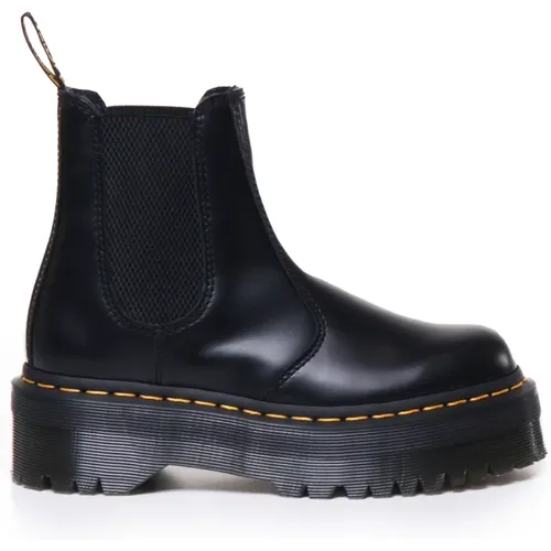 Schwarze Leder Stiefeletten Ohne Schnürsenkel , Damen, Größe: 37 EU - Dr. Martens - Modalova