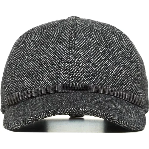 Caps, female, , Size: S Chevron Baseball Cap Anthracite - BRUNELLO CUCINELLI - Modalova