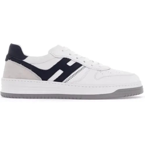 Leather sneakers with elongated H detail , male, Sizes: 9 UK, 10 UK - Hogan - Modalova