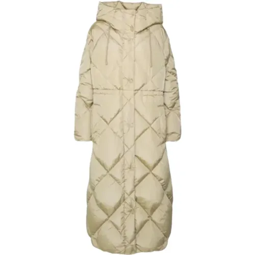 Quilted Long Coat with High Collar and Hood , female, Sizes: XS, 4XS - Max Mara Weekend - Modalova