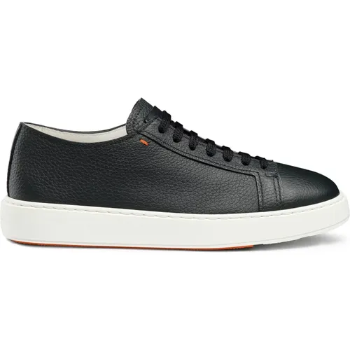 Sneakers, male, , Size: 9 1/2 US Tumbled Leather Sneakers - Santoni - Modalova