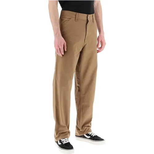 Wide Trousers, male, , Size: W30 Relaxed Fit Cotton Twill Single Knee Pants - Carhartt WIP - Modalova