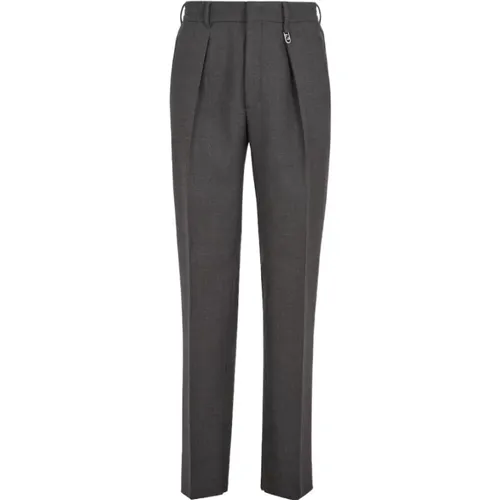 Dark Grey Straight Cut Pants with Elastic Waistband , male, Sizes: M - Fendi - Modalova