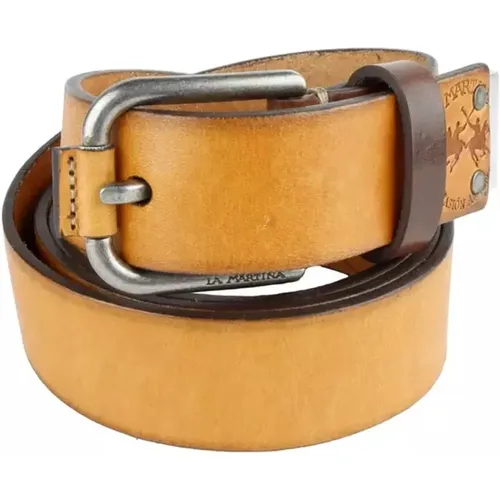 Leather Belt with Gold Buckle , female, Sizes: 100 CM, 110 CM - LA MARTINA - Modalova