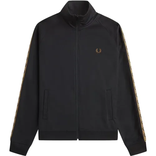 Zip-throughs, male, , Size: XL Sweat jacket Contrast Tape Track - Fred Perry - Modalova