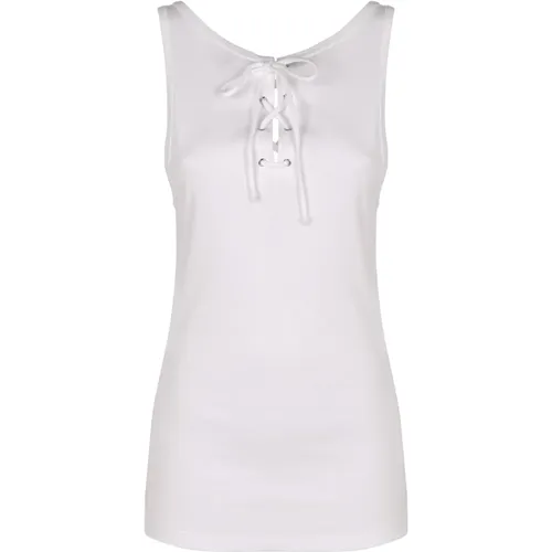 Sleeveless Tops, female, , Size: XS Cotton Sleeveless Tank Top - Prada - Modalova