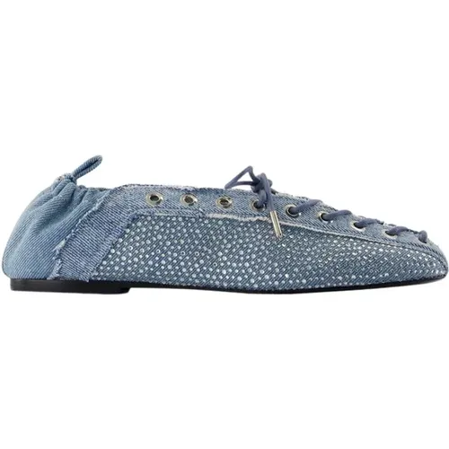 Ballerinas, female, , Size: 6 US Denim Eyelets Ballerinas - Ganni - Modalova