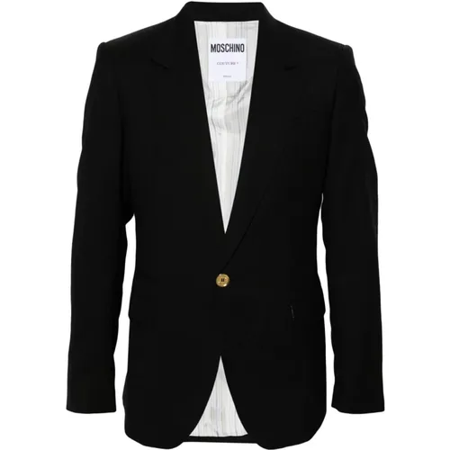 Blazers, male, , Size: M Wool Jacket Gold Buttons - Moschino - Modalova