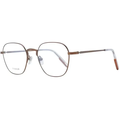 Glasses, male, , Size: ONE SIZE Bronze Round Titanium Optical Frames - Ermenegildo Zegna - Modalova