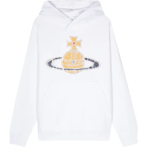 Hoodies, male, , Size: S Cotton Sweater with Signature Orb Print - Vivienne Westwood - Modalova