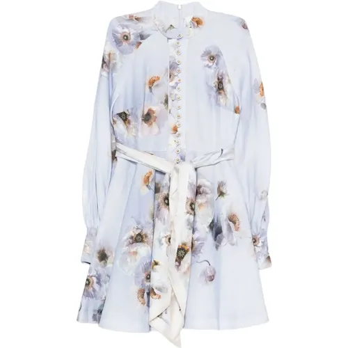 Short Dresses, female, , Size: XS Floral Print Linen Dress with Belt - Zimmermann - Modalova