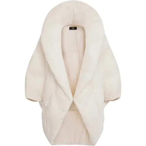 Velvet Kimono Down Jacket with Oversized Shawl Collar , female, Sizes: 2XS - Elisabetta Franchi - Modalova