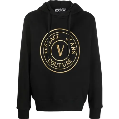 V-Emblem Hooded Sweatshirt , male, Sizes: L - Versace Jeans Couture - Modalova