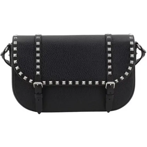 Cross Body Bags, male, , Size: ONE SIZE Studded Leather Messenger Shoulder Bag - Valentino Garavani - Modalova