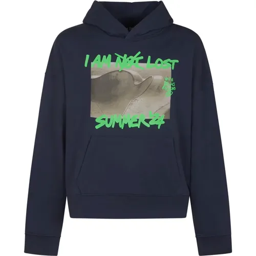 Hoodies, male, , Size: L Sweater Hoodie Green Fluo - Palm Angels - Modalova