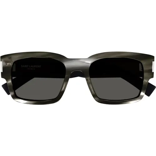 Square Acetate Sunglasses Grey Havana , unisex, Sizes: 53 MM - Saint Laurent - Modalova