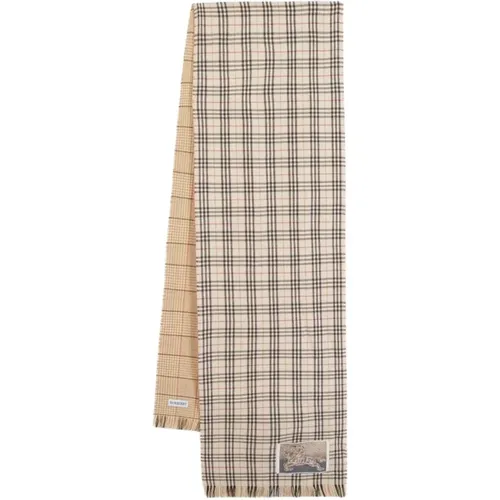 Winter Scarves, unisex, , Size: ONE SIZE Tiny Check Wool Scarf - Burberry - Modalova