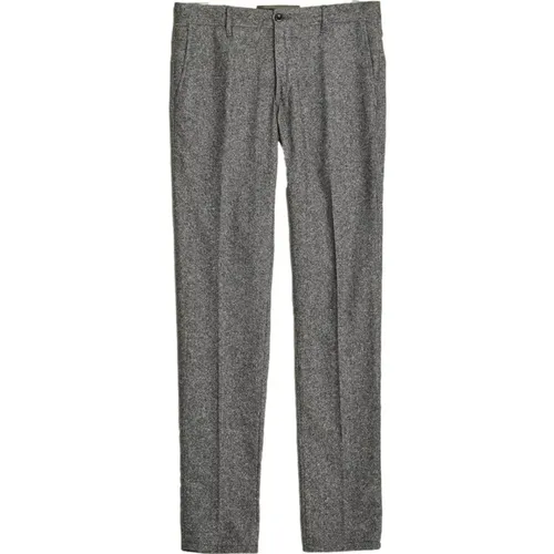 Chinos, male, , Size: W35 Cheviot Grey Slim Fit Wool and Silk Pants - Incotex - Modalova