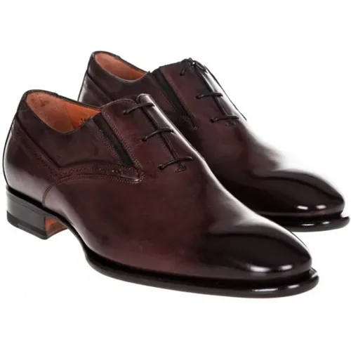 Loafers, male, , Size: 7 US Burgundy Tied Leather Loafers - Santoni - Modalova