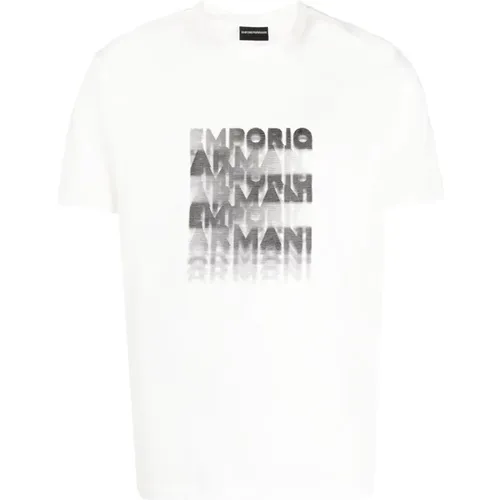 Logo-Print Baumwoll T-Shirt für Herren , Herren, Größe: L - Emporio Armani - Modalova