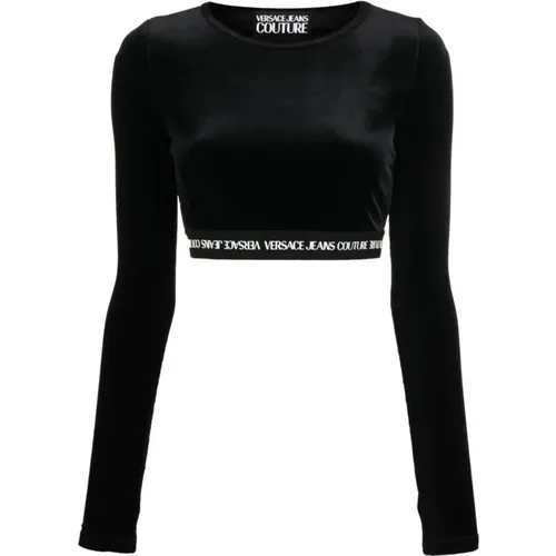 Schwarze T-Shirts und Polos , Damen, Größe: S - Versace Jeans Couture - Modalova