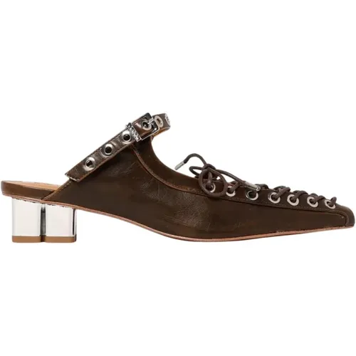 Heeled Mules, female, , Size: 8 US Leather Slip-On Shoes - Ganni - Modalova