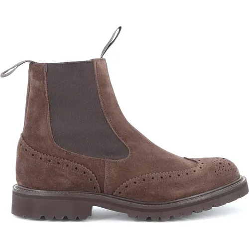 Suede Chelsea Boot with Brogue Detail , male, Sizes: 10 1/2 UK, 5 1/2 UK, 11 UK - Tricker's - Modalova