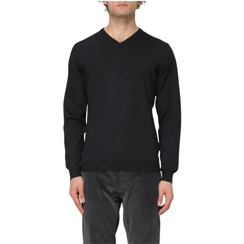 V-neck Knitwear, male, , Size: 4XL VNeck Wool Knit Sweater - Fedeli - Modalova
