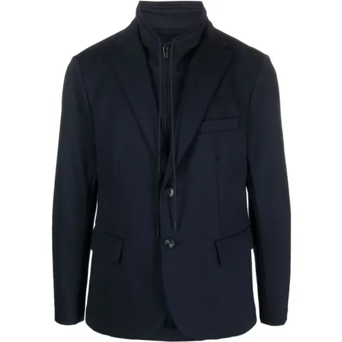 Blazers, male, , Size: S Zip-Up Blazer with Notched Lapels - Emporio Armani - Modalova